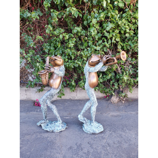 Trinx Dajoun Musical Frogs 2 Piece Statue Set Wayfair
